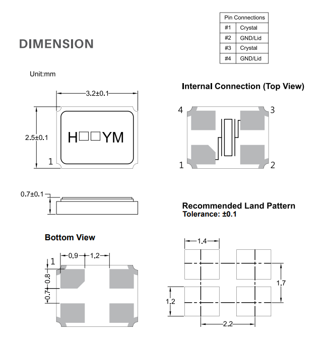 加高HSX321SL系列(SMD3225)无源贴片晶振规格参数 加高HSX321SL系列(SMD3225)无源贴片晶振规格参数