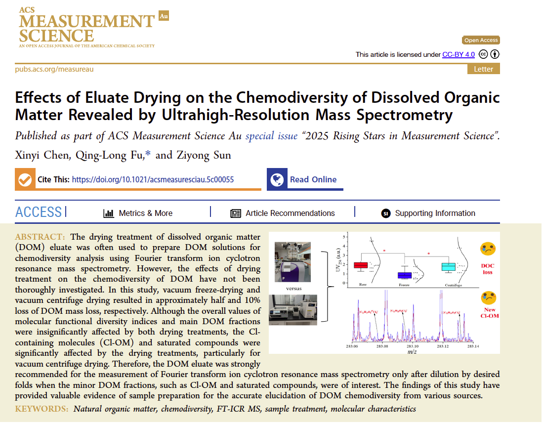 不同的干燥处理方法对溶解有机物(DOM)质量损失的影响